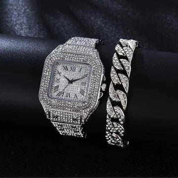 2-in-1 Iced Top Watch with Bracelet