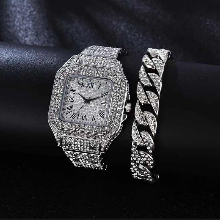 2-in-1 Iced Top Watch with Bracelet