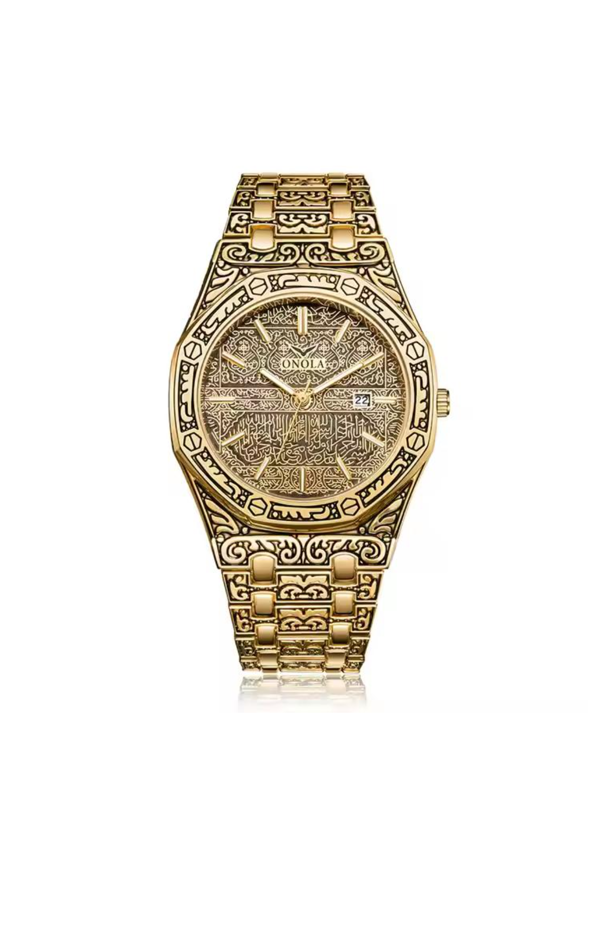 Arabic Style Luxury Ayatul kursi Men Watch Gold